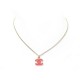 NEUF COLLIER CHANEL LOGO CC ROSE 42 CM EN METAL DORE NEW GOLDEN NECKLACE 690€