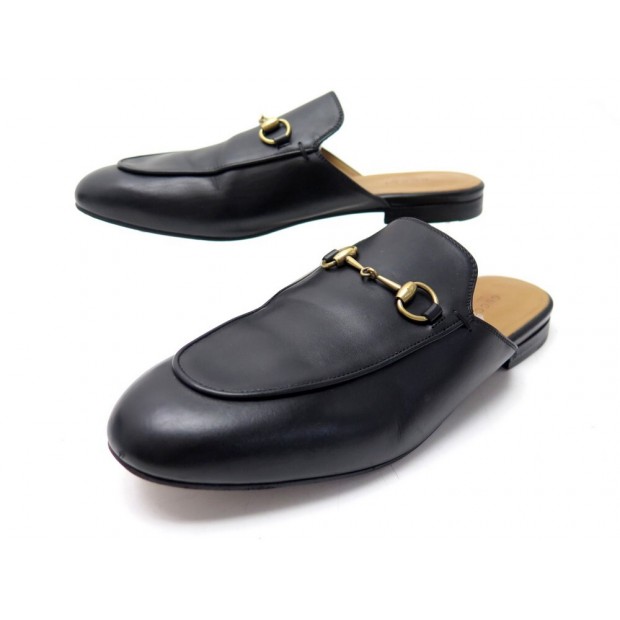 CHAUSSURES GUCCI MULES PRINCETOWN 423513 40 CUIR NOIR BOITE LEATHER SHOES 590€