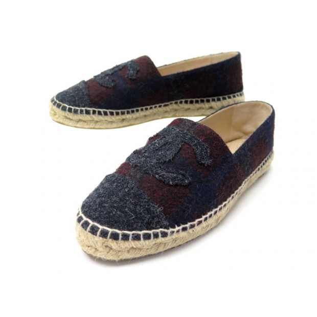 NEUF CHAUSSURES CHANEL ESPADRILLES G29762 40 EN TWEED + BOITE NEW SHOES 620€