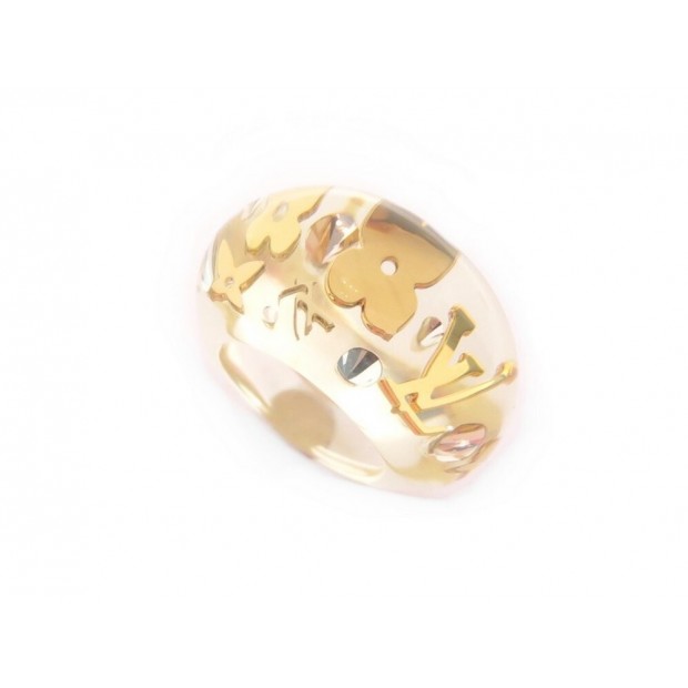 NEUF BAGUE LOUIS VUITTON INCLUSION MONOGRAM 53 EN RESINE TRANSPARENT RING 310€