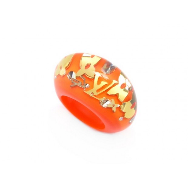 NEUF BAGUE LOUIS VUITTON INCLUSION MONOGRAM 56 L EN RESINE ORANGE NEW RING 310€