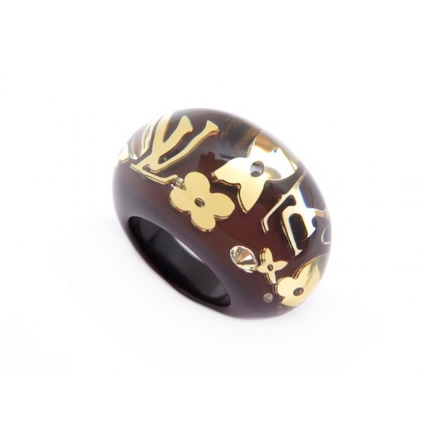 NEUF BAGUE LOUIS VUITTON INCLUSION MONOGRAM 50 EN RESINE MARRON NEW RING 310€