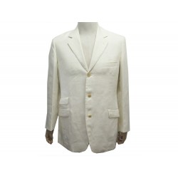 NEUF VESTE HERMES G9105 M 50 EN LIN BLANC NEW WHITE LINEN JACKET VEST 2250€