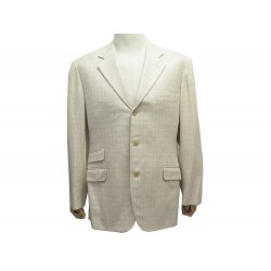 NEUF VESTE HERMES G130 CACHEMIRE & SOIE A CARREAUX M 52 BEIGE NEW JACKET 3900€