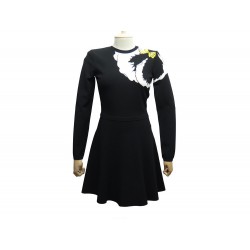 NEUF ROBE VALENTINO MANCHES LONGUES S 36 EN VISCOSE NOIR QB0KD0944CP DRESS 1500€