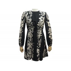 NEUF ROBE VALENTINO MOTIFS FLEURS M 40 EN LAINE VIERGE NOIRE NEW DRESS 2500€