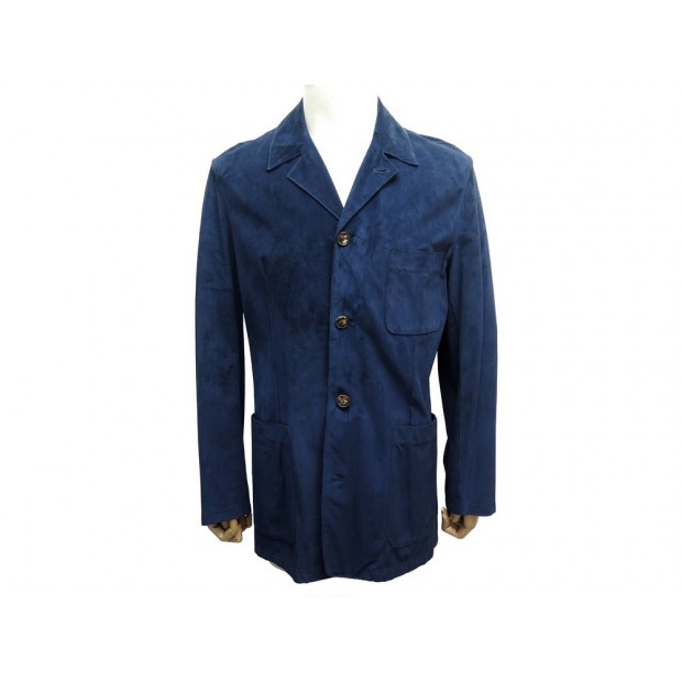 NEUF VESTE HERMES M 48 EN CUIR PEAU DE PORC BLEU MARINE NEW PEGSKIN JACKET 5000€