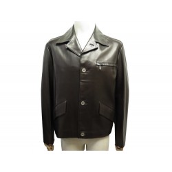 NEUF MANTEAU HERMES VESTE EN CUIR AGNEAU MARRON M 50 LEATHER JACKET VEST 7800€