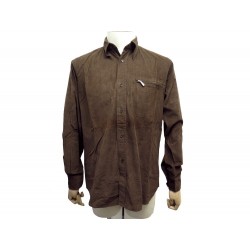 NEUF CHEMISE COTELEE HERMES M 39 EN COTON MARRON NEW COTTON SHIRT 550€