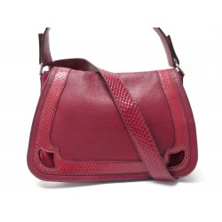 SAC A MAIN CARTIER MARCELLO BANDOULIERE EN CUIR PYTHON & DAIM ROUGE HAND BAG