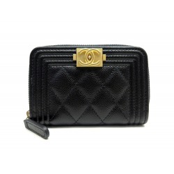 NEUF PORTEFEUILLE CHANEL PORTE-MONNAIE ZIPPE BOY A80602 CUIR GRAINE + BOITE 540€