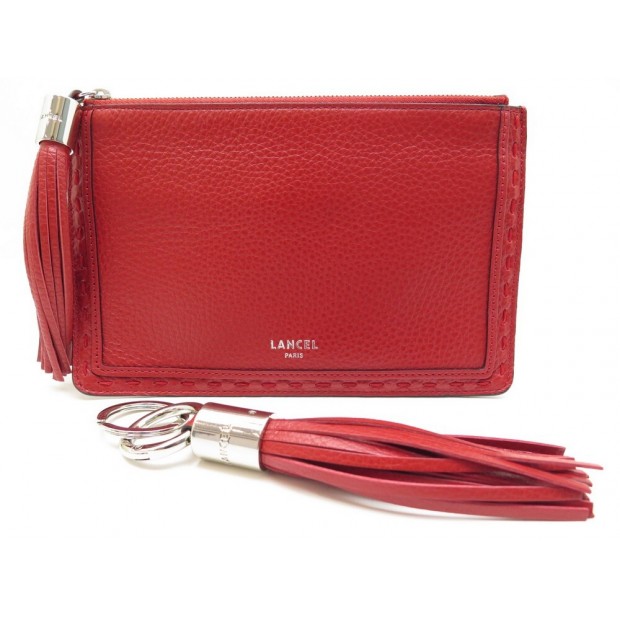 NEUF TROUSSE POCHETTE LANCEL PREMIER FLIRT A11135 CUIR ROUGE + PORTE CLE 255€