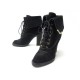 CHAUSSURES LOUIS VUITTON BOTTINES A LACETS 38 DAIM NOIR SUEDE LACE BOOTS 1160€