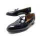 CHAUSSURES HERMES MOCASSINS JERSEY 37.5 EN CUIR VERNIS NOIR BOITE SAC SHOES 820€