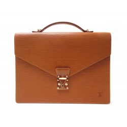 SACOCHE LOUIS VUITTON PORTE DOCUMENTS CARTABLE EN CUIR CAMEL EPI BRIEFCASE 2230€