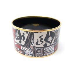 NEUF BRACELET HERMES IMPRIME EMAIL XL 18 CM PLAQUE OR NEW ENAMEL JEWEL 695€