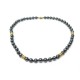 COLLIER 51 CM EN PERLES NOIRES OR JAUNE & DIAMANTS BLACK PEARLS & GOLD NECKLACE