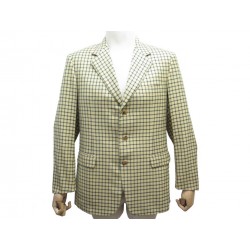 VESTE HERMES G115 M 50 EN CACHEMIRE A CARREAUX JAUNE CASHMERE JACKET VEST 2500€