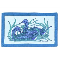 TAPIS DE PLAGE HERMES CYGNES DRAP DE BAIN 150CM COTON SERVIETTE BEACH TOWEL 460€