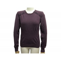 NEUF PULL CHANEL P60100 BOUTONS LOGO CC M 38 CACHEMIRE SOIE AUBERGINE NEW 3180€