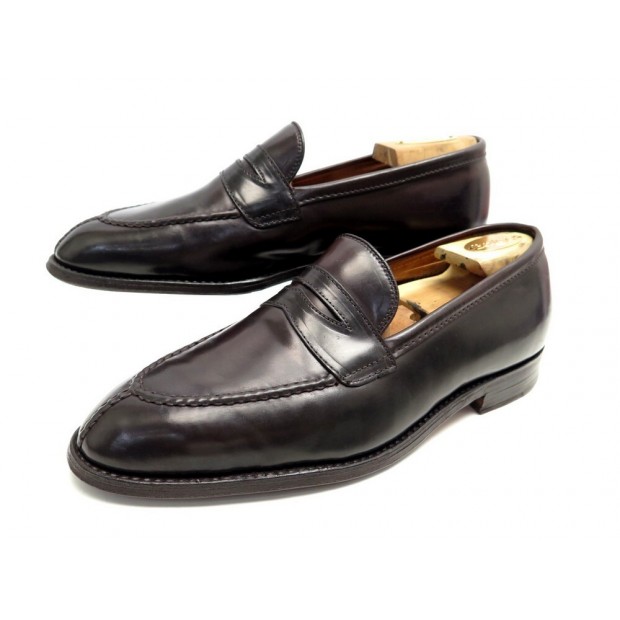 CHAUSSURES ALDEN 10E 44 MOCASSINS CUIR CORDOVAN MARRON + EMBAUCHOIRS SHOES 725€