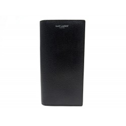 PORTEFEUILLE YVES SAINT LAURENT CONTINENTAL 396308 CUIR GRAINE NOIR WALLET 425€