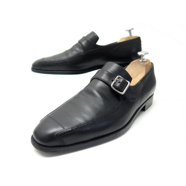 CHAUSSURES BERLUTI MOCASSINS A BOUCLE 7 41 EN CUIR NOIR LEATHER SHOES 1750€