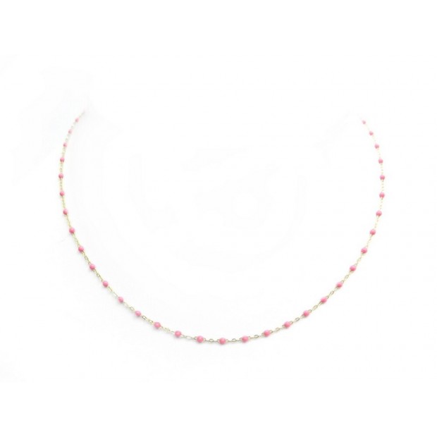 NEUF COLLIER GIGI CLOZEAU CLASSIQUE ROSE FLUO B1GI001 OR JAUNE 18K NECKLACE 295€