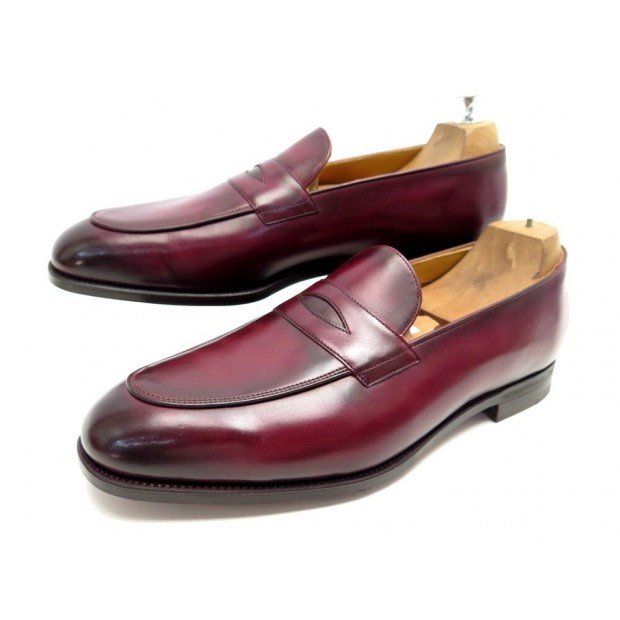 CHAUSSURES EDWARD GREEN PICCADILLY 8.5 42.5 MOCASSINS CUIR BORDEAUX SHOES 1125€