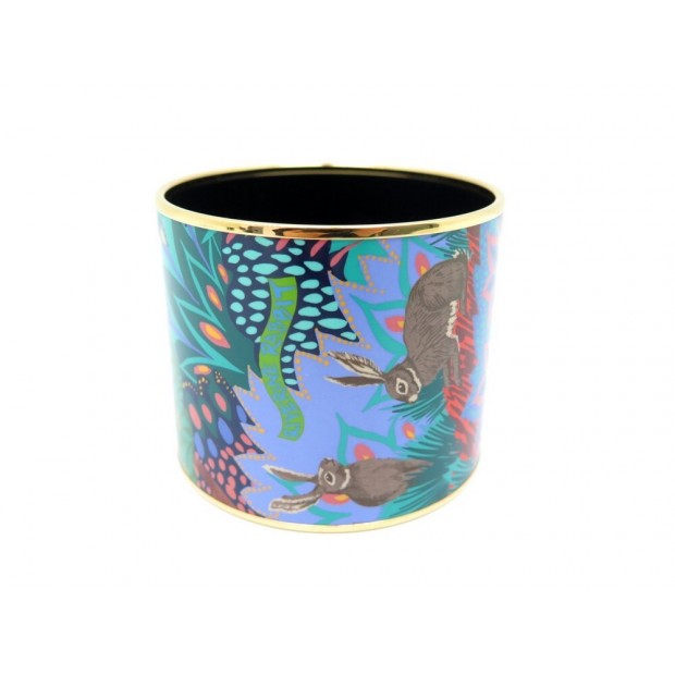 NEUF BRACELET HERMES RIVERINE RABBIT EXTRA LARGE EMAIL PLAQUE OR ENAMEL 695€