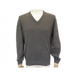 NEUF PULL HERMES COL V L 52 EN CACHEMIRE GRIS GREY CASHMERE NEW SWEATER 1350€