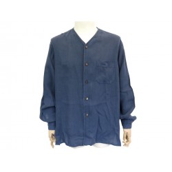 NEUF CHEMISE HERMES TUNIQUE OVERSIZE L 42 EN LIN BLEU NEW LINEN SHIRT