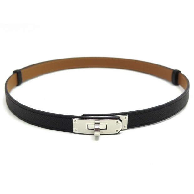 NEUF CEINTURE HERMES KELLY 18 H069853CK89 CUIR EPSOM NOIR + BOITE NEW BELT 730€