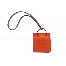 NEUF CHARM HERMES ACCESSOIRE DE SAC H079065CAAA EN CUIR ORANGE + BOITE 359€