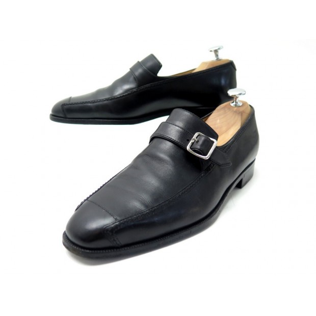 CHAUSSURES BERLUTI MOCASSINS A BOUCLE 7 40 EN CUIR NOIR LEATHER LOAFERS 1750€