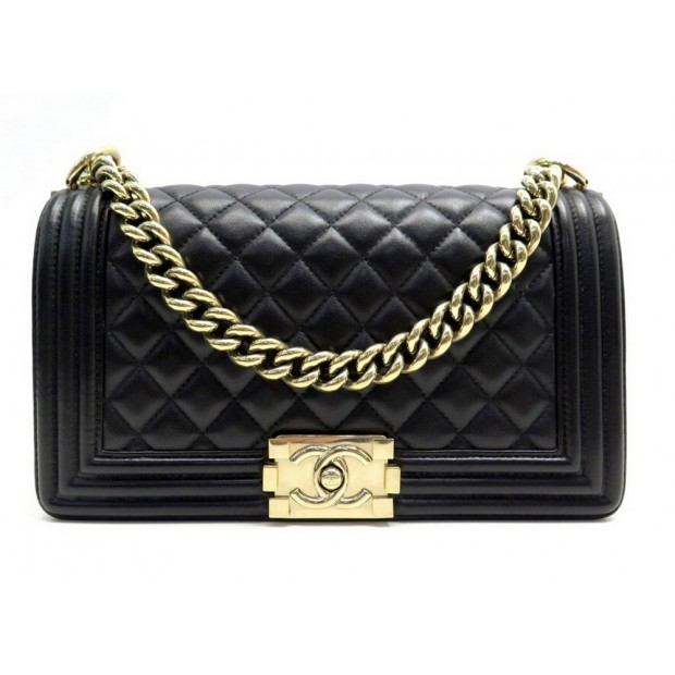 SAC A MAIN CHANEL BOY A67086 25CM BANDOULIERE CUIR NOIR LEATHER HAND BAG 5100€