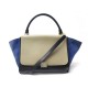 SAC A MAIN CELINE TRAPEZE MM TRICOLORE CUIR & DAIM NOIR BLEU HAND BAG 2500€