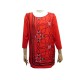 NEUF HAUT HERMES TUNIQUE L 42 EN SOIE & COTON ROUGE CORDAGE POMPONS SHIRT 1550€