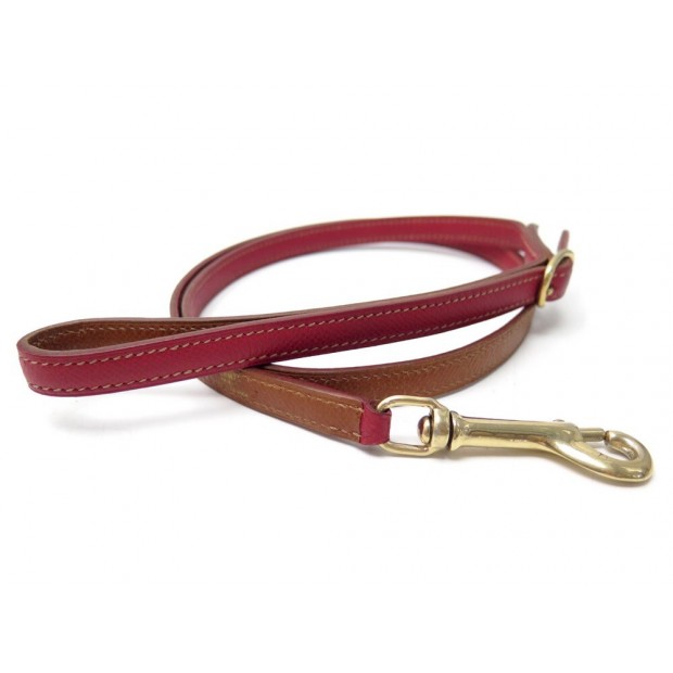 LAISSE POUR CHIEN HERMES EN CUIR EPSOM ROUGE ET MARRON LEATHER DOG LEASH 600€