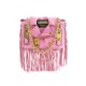 SAC A MAIN MOSCHINO PETIT MOTARD A FRANGES CUIR DAIM ROSE BANDOULIERE BAG 1050€