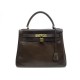 VINTAGE SAC A MAIN HERMES KELLY 28 RETOURNE EN CUIR BOX MARRON HAND BAG 7300€