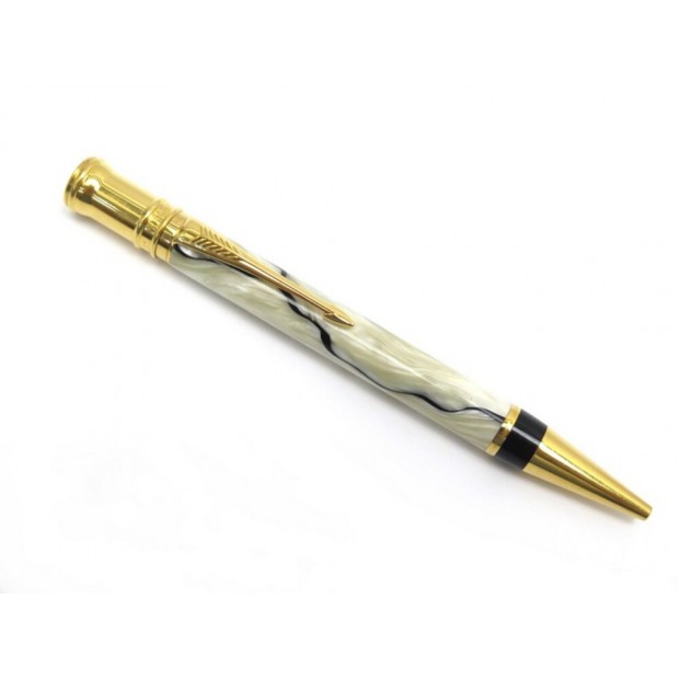 STYLO BILLE PARKER DUOFOLD CENTENNIAL BLACK & PEARL DORE NACRE BALLPOINT PEN