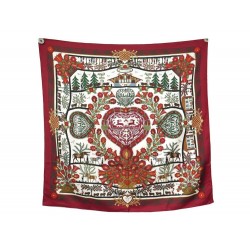 FOULARD HERMES DECOUPAGES ANNA ROSAT CARRE 90 EN SOIE BORDEAUX SILK SCARF 385€