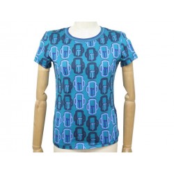 NEUF T-SHIRT HERMES MICRO BOUCLERIE MODERNE S 34 EN COTON BLEU NEW TOP 550€