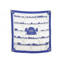 FOULARD HERMES LES PONTS DE PARIS 1ERE EDITION 1953 CARRE SOIE BLEU SCARF 385€