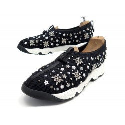 NEUF CHAUSSURES CHRISTIAN DIOR BASKETS FUSION PERLES 42 TOILE NOIR SNEAKERS 890€