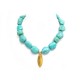 COLLIER CHANEL 1998 PIERRES TURQUOISES 50 A 55 CM EN METAL DORE GOLDEN NECKLACE