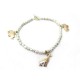 BRACELET DODO POMELLATO MINI GRANELLI + CHARMS ANIMAUX 17 CM ARGENT OR ROSE 705€