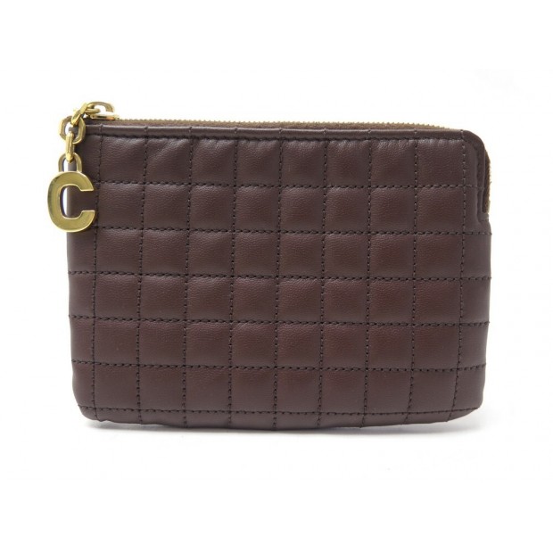 NEUF PORTE MONNAIE CELINE EN CUIR MATELASSE MARRON PORTE CARTES NEW WALLET 270€