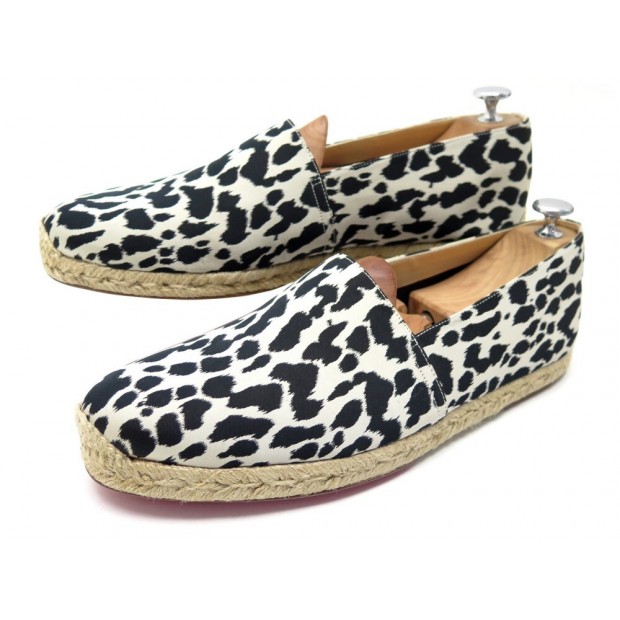 NEUF CHAUSSURES CHRISTIAN LOUBOUTIN 43 SANDALES ESPADRILLES EN TOILE ZEBRE 465€